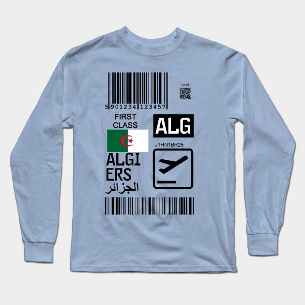 Algiers Algeria travel ticket Long Sleeve T-Shirt by Travellers